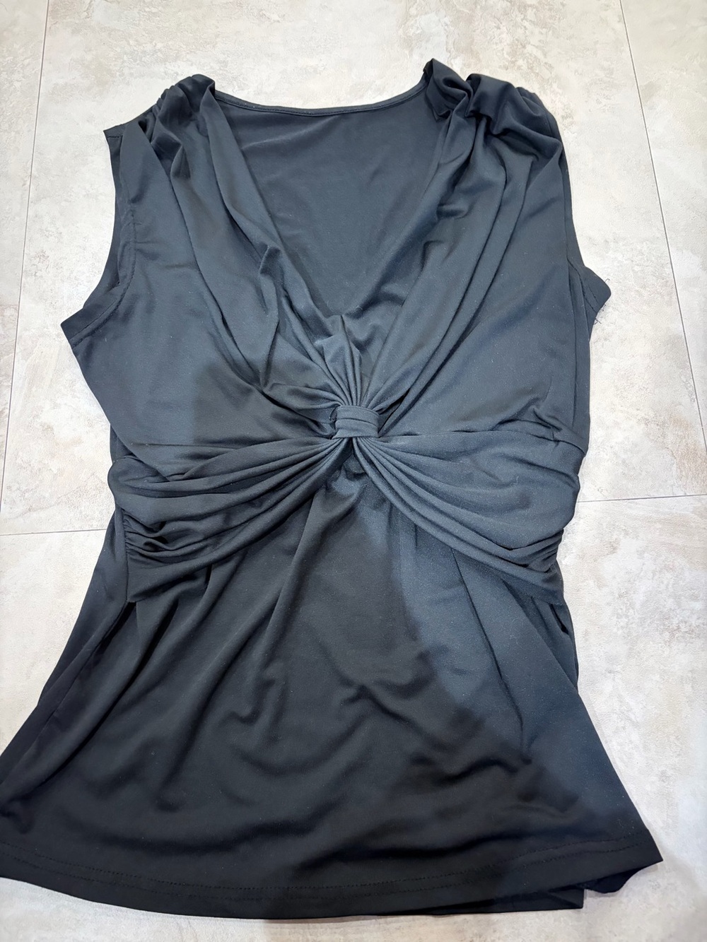 Black Twist-Front Sleeveless Top
